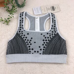 NWT Fabletics Star Ice Gray Black Seamless Sports Bra Women's Size Small